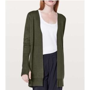 Lululemon City Street Knit Cashmere Blend Cardigan Size 2 Dark Green Open Front